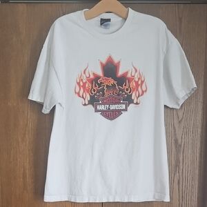 Harley-Davidson White Tee with Flame Graphic
